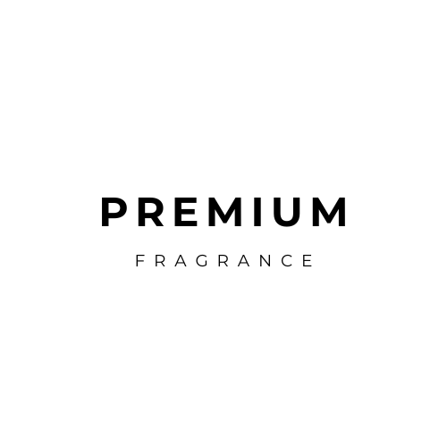 Logo de la marque Premium Fragrance, écrit noir sur blanc. 